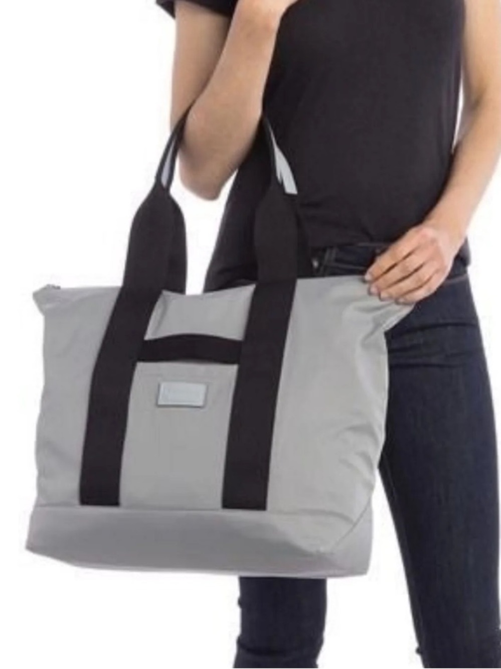 REBECCA MINKOFF North South Nylon Satin Tote Bag Navy/ Black - Picture 12 of 12